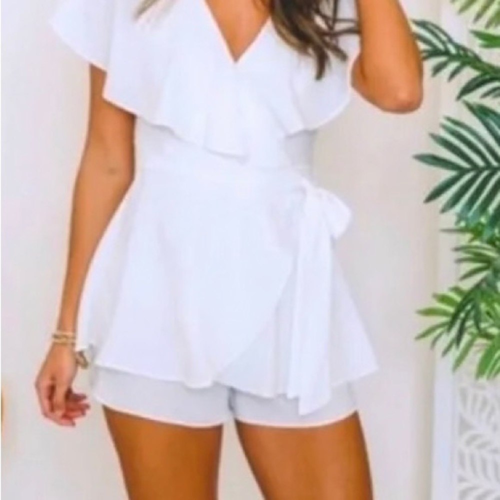 Pink Lily Ruffle Wrap Romper